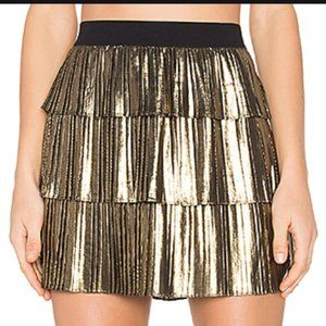 BCBG Zana Metallic Tiered Pleated Skirt